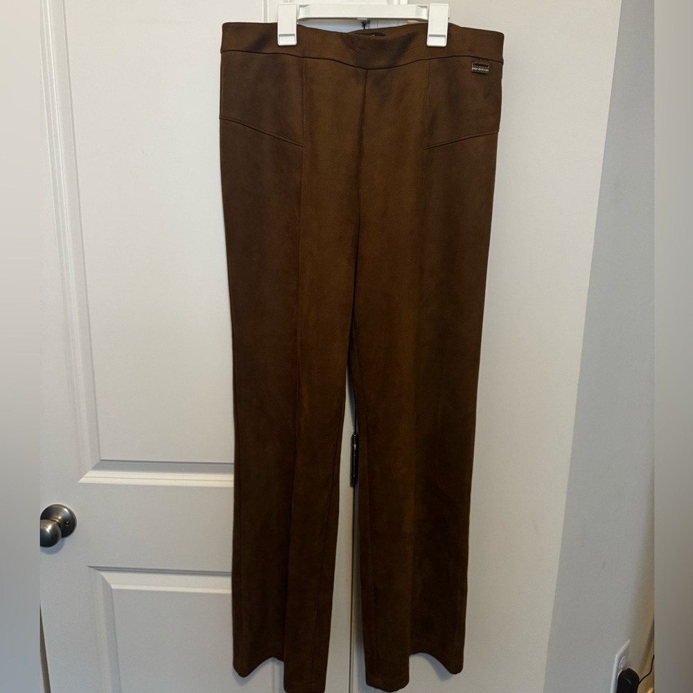 Marc New York Faux Suede Brown Straight Leg Women's Pants